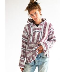 Earth Ragz BAJA JOE Eco-Friendly Woven Striped Pullover Baja Hoodie Sweater S